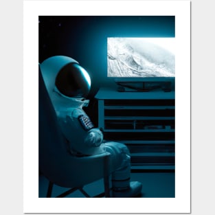 Astronaut watching TV Posters and Art